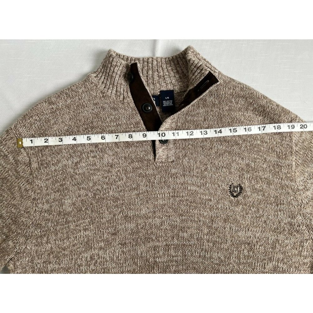 Chaps Ralph Lauren Brown Sweater Men's Mock Neck With Elbow Patches Size Large - Picture 5 of 9